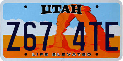 UT license plate Z674TE