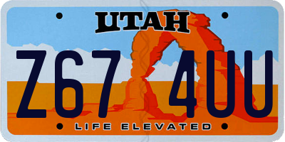 UT license plate Z674UU