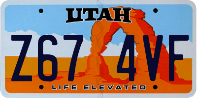 UT license plate Z674VF