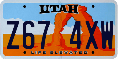 UT license plate Z674XW