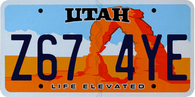 UT license plate Z674YE