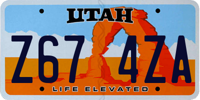 UT license plate Z674ZA