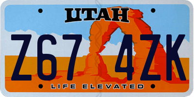 UT license plate Z674ZK