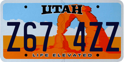 UT license plate Z674ZZ