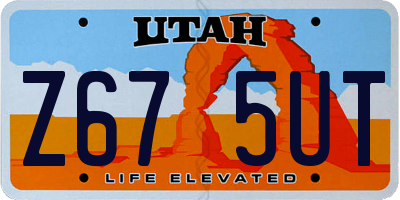 UT license plate Z675UT