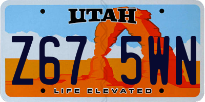 UT license plate Z675WN
