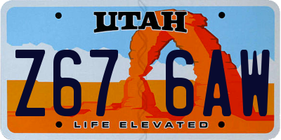 UT license plate Z676AW