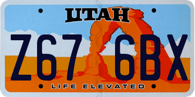 UT license plate Z676BX