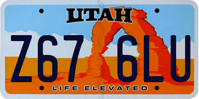 UT license plate Z676LU