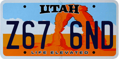 UT license plate Z676ND