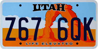 UT license plate Z676QK