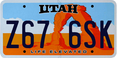 UT license plate Z676SK