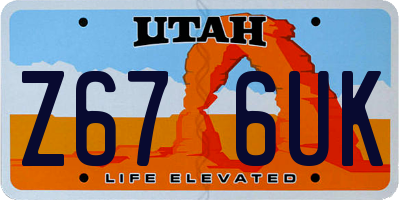 UT license plate Z676UK