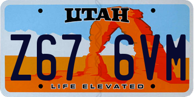 UT license plate Z676VM