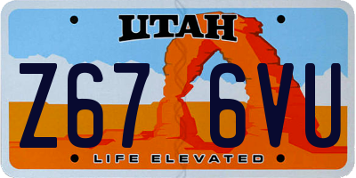 UT license plate Z676VU