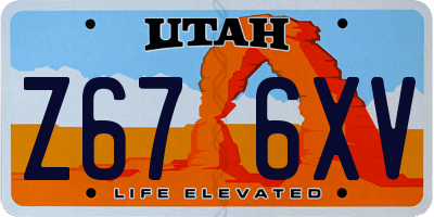 UT license plate Z676XV