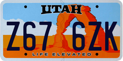 UT license plate Z676ZK