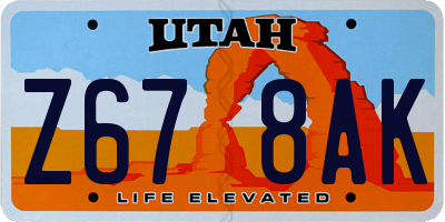 UT license plate Z678AK