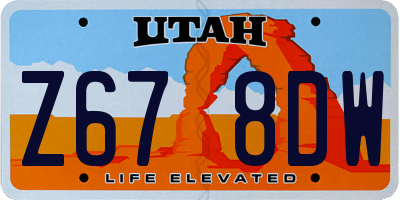 UT license plate Z678DW