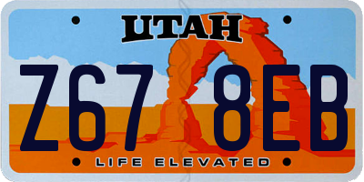 UT license plate Z678EB