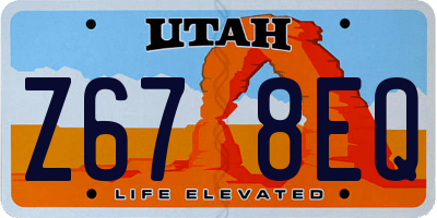 UT license plate Z678EQ
