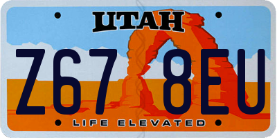 UT license plate Z678EU