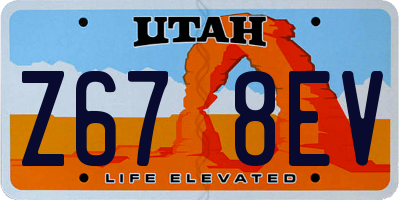 UT license plate Z678EV