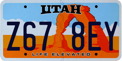 UT license plate Z678EY
