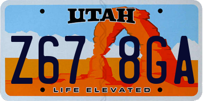 UT license plate Z678GA