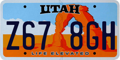 UT license plate Z678GH