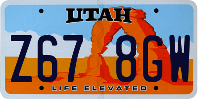 UT license plate Z678GW