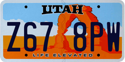UT license plate Z678PW