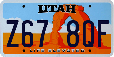 UT license plate Z678QF