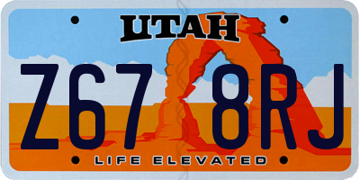 UT license plate Z678RJ