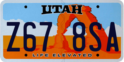 UT license plate Z678SA