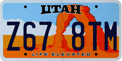 UT license plate Z678TM