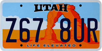 UT license plate Z678UR