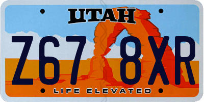 UT license plate Z678XR