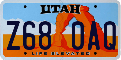 UT license plate Z680AQ