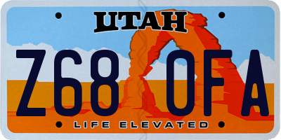 UT license plate Z680FA