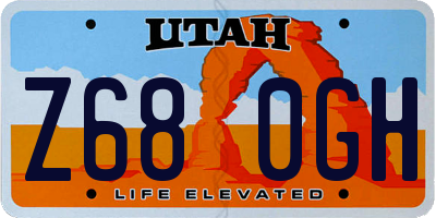 UT license plate Z680GH