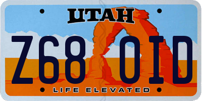 UT license plate Z680ID
