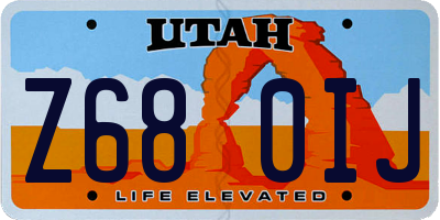 UT license plate Z680IJ