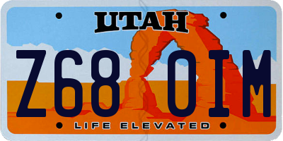 UT license plate Z680IM
