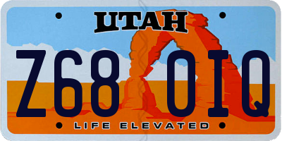 UT license plate Z680IQ