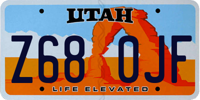 UT license plate Z680JF