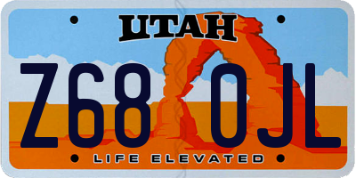 UT license plate Z680JL