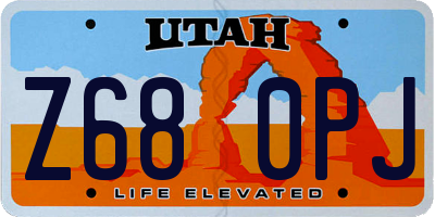 UT license plate Z680PJ