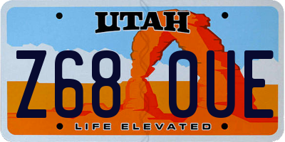 UT license plate Z680UE