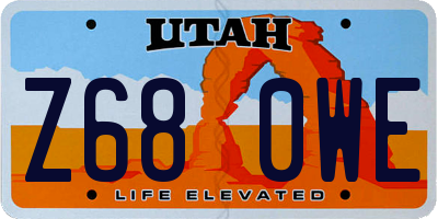 UT license plate Z680WE